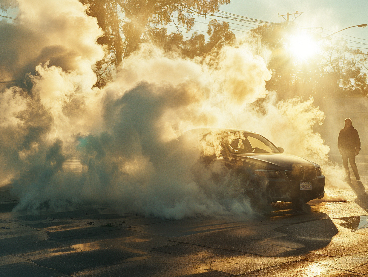 voiture fume blanc