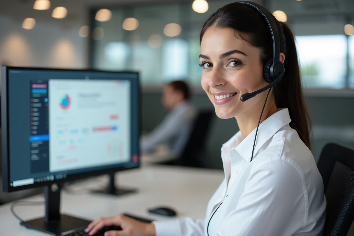 Conseillère du service client Groupama prenant en charge un appel pour un sinistre