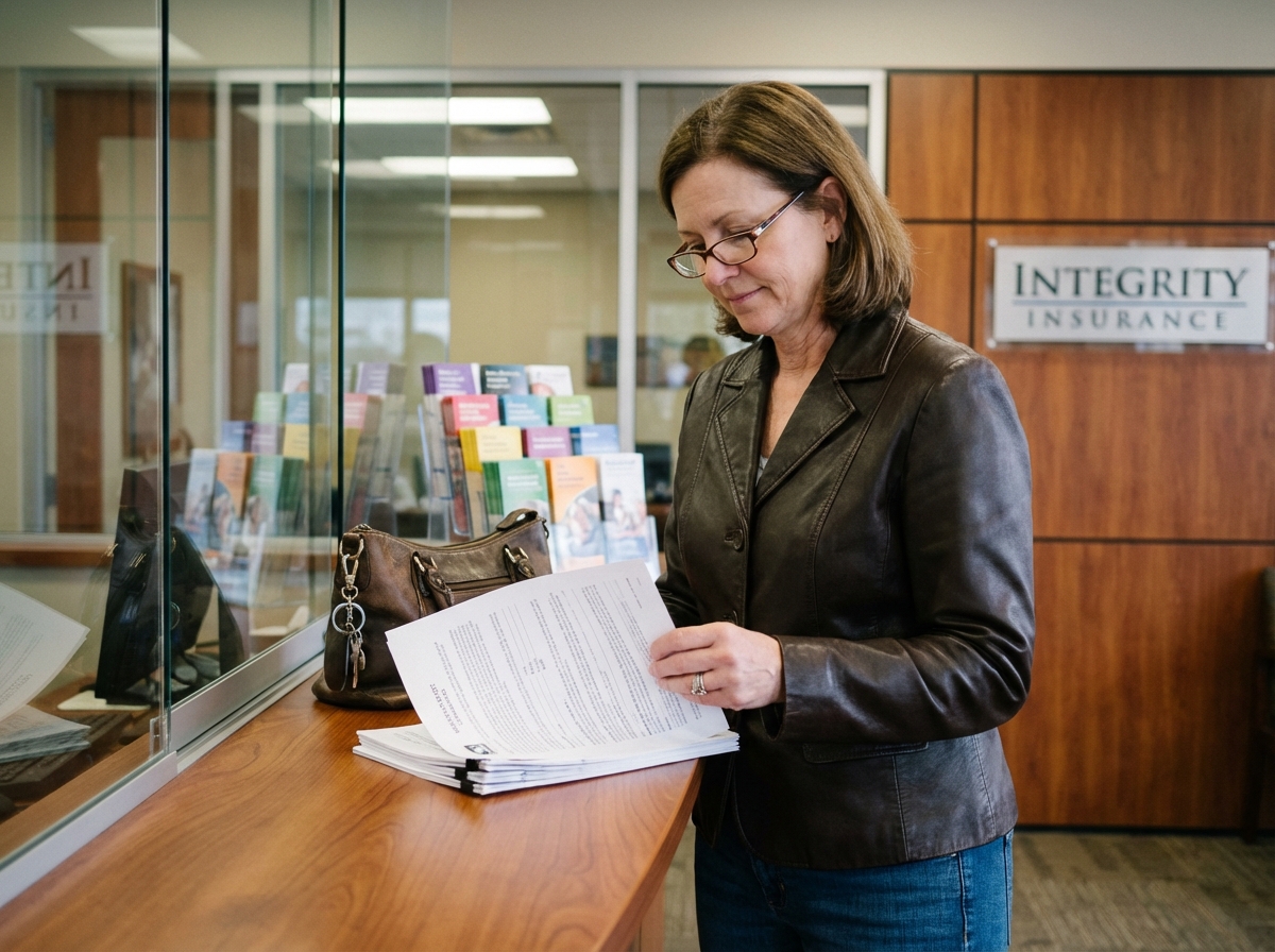 Femme dans une agence d