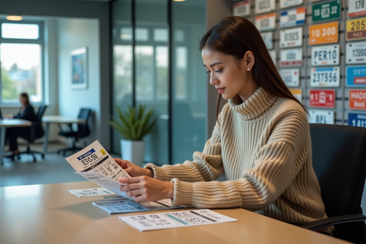 Femme choisissant des plaques d