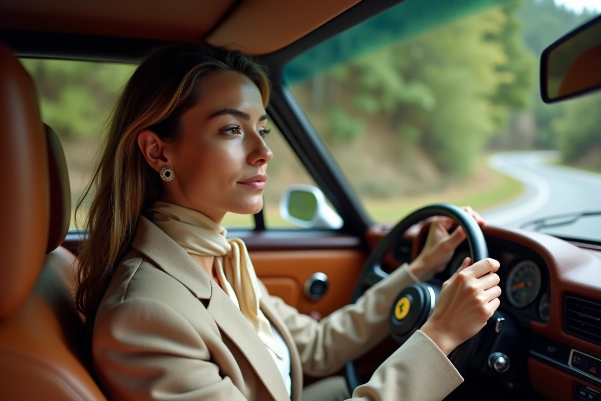 Jeune femme dans une voiture de sport italienne