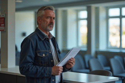 Homme inquiet au bureau administratif français