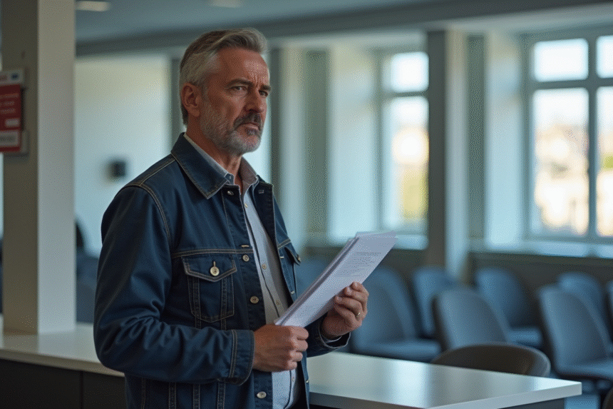 Homme inquiet au bureau administratif français